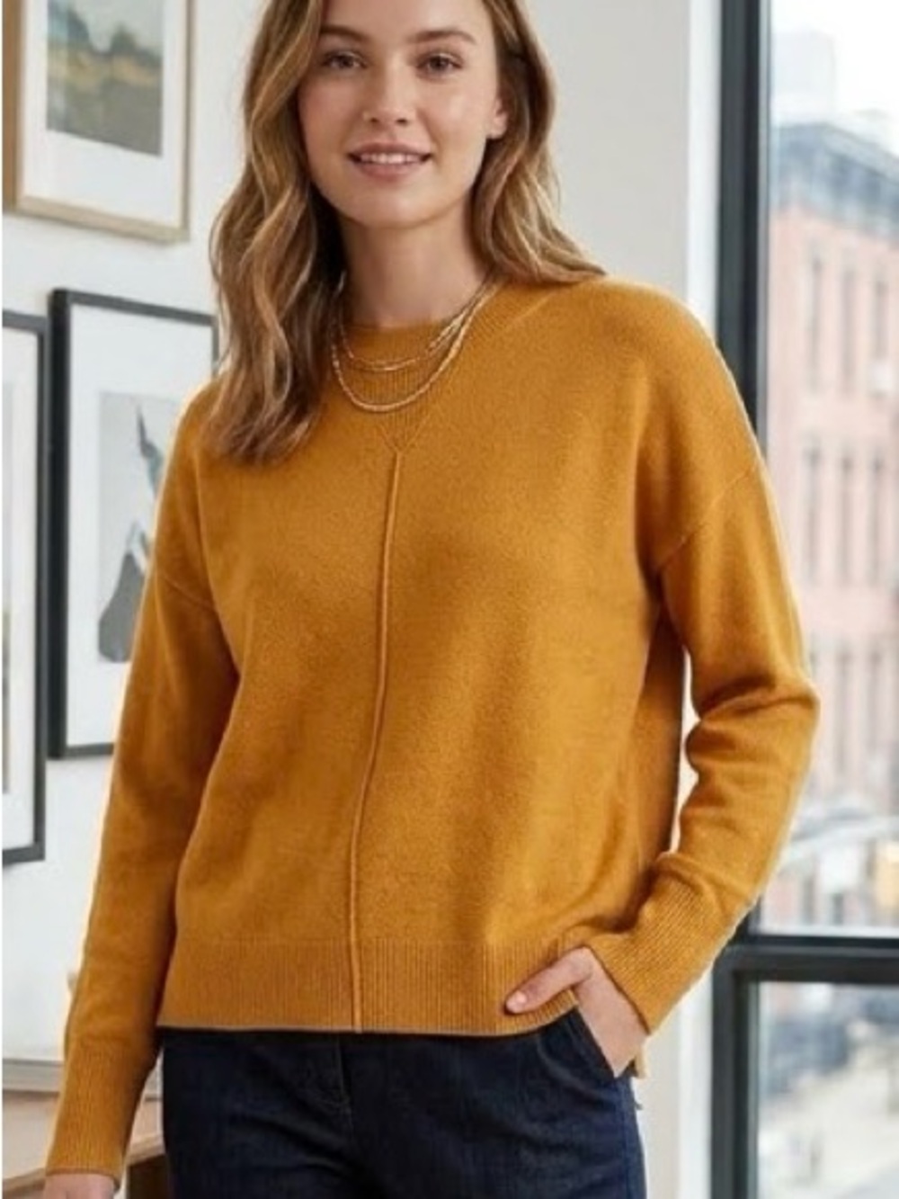 Universal Thread women’s oversized golden yellow mustard sweater sz XS EUC
